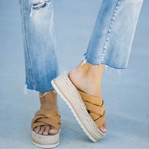 VICI Tan Espadrille Platform Sandals